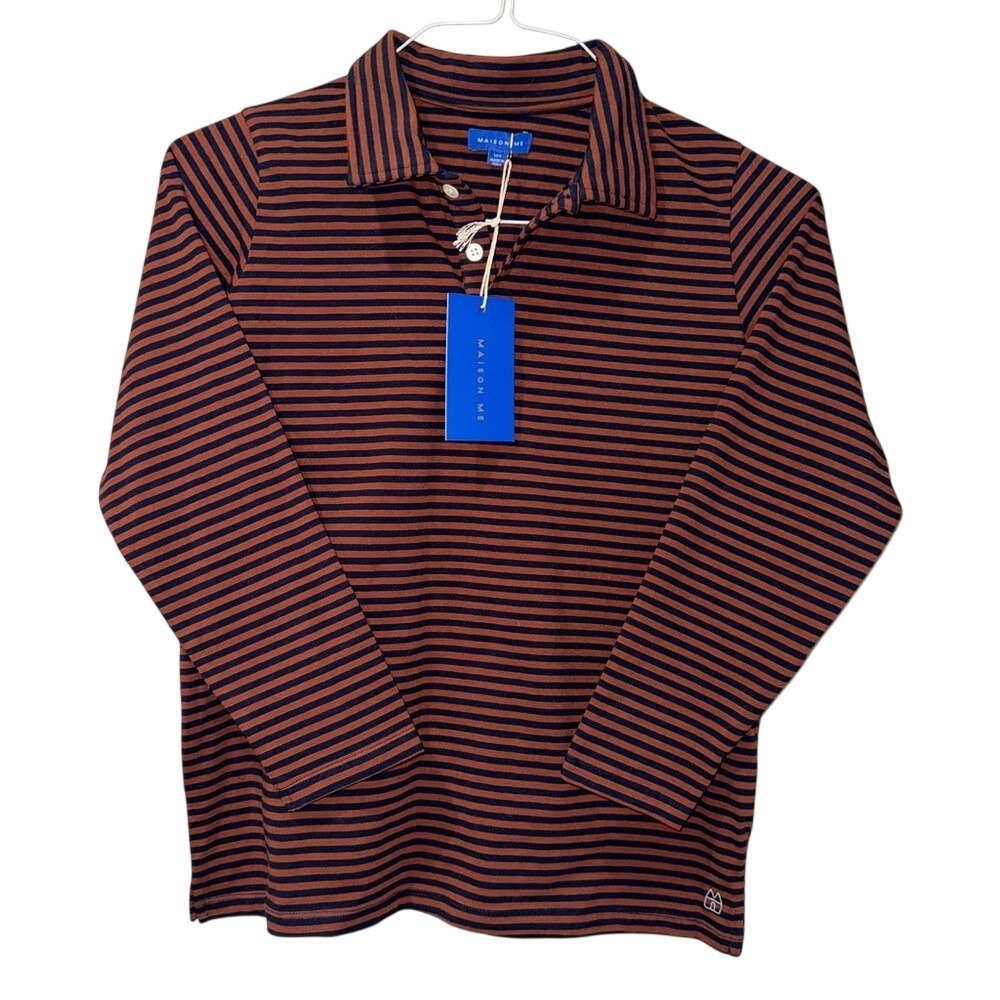 MAISON‎ ME Boy's Cotton Striped Polo, Size 14